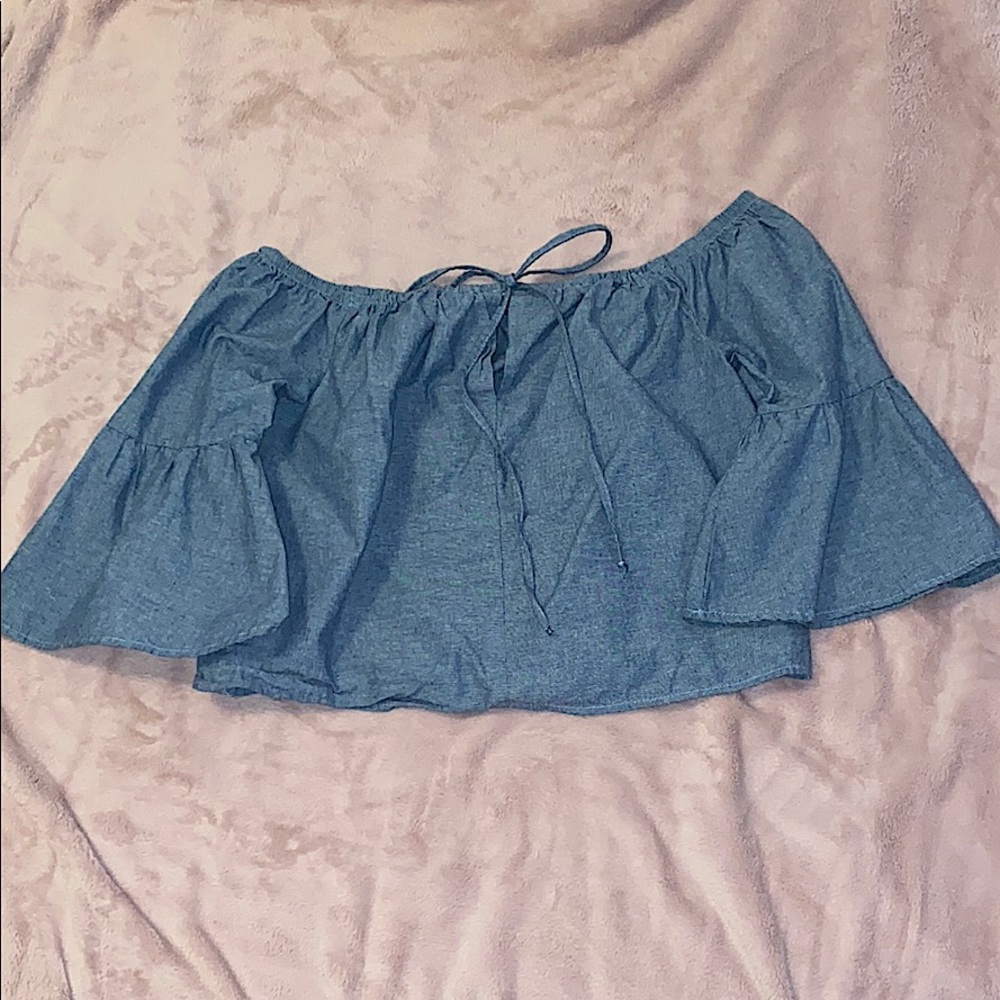 Blue off the shoulder top